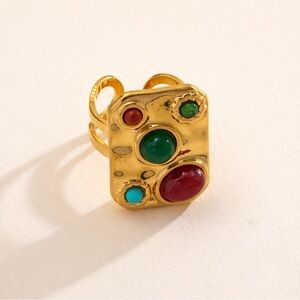 Multicolor Statement Ring 18k gold plated